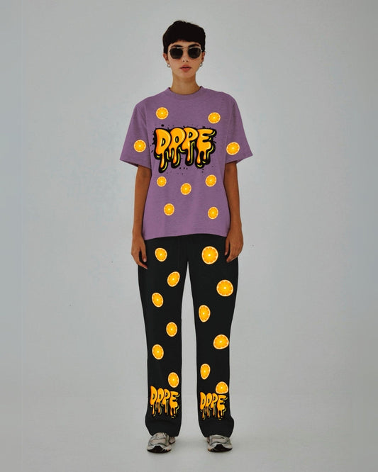Women Dope Oversized Co-Ord Set - Purple and Black
