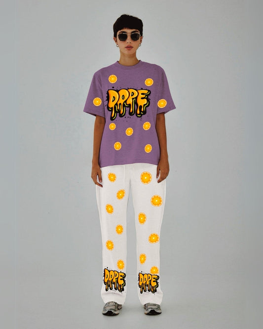 Women Dope Oversized Co-Ord Set - Purple and White