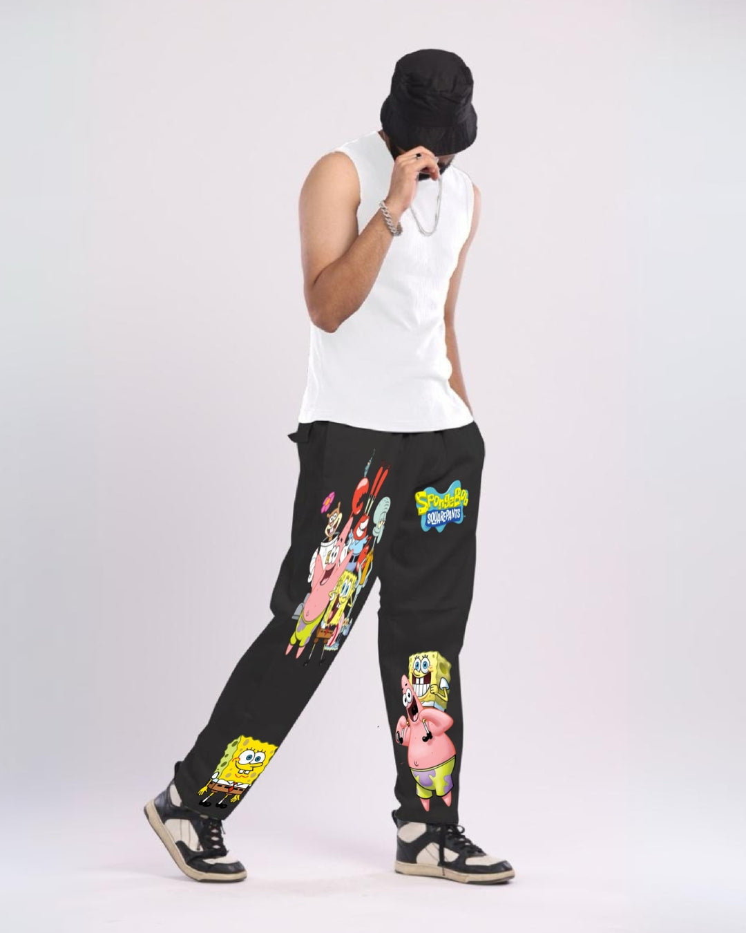 Men's Black Adjustable Cargo Pant - SpongeBob(*)