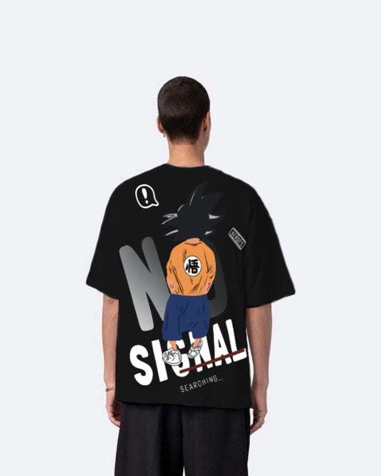 No Signal Design with Men's Black Oversized T-Shirt