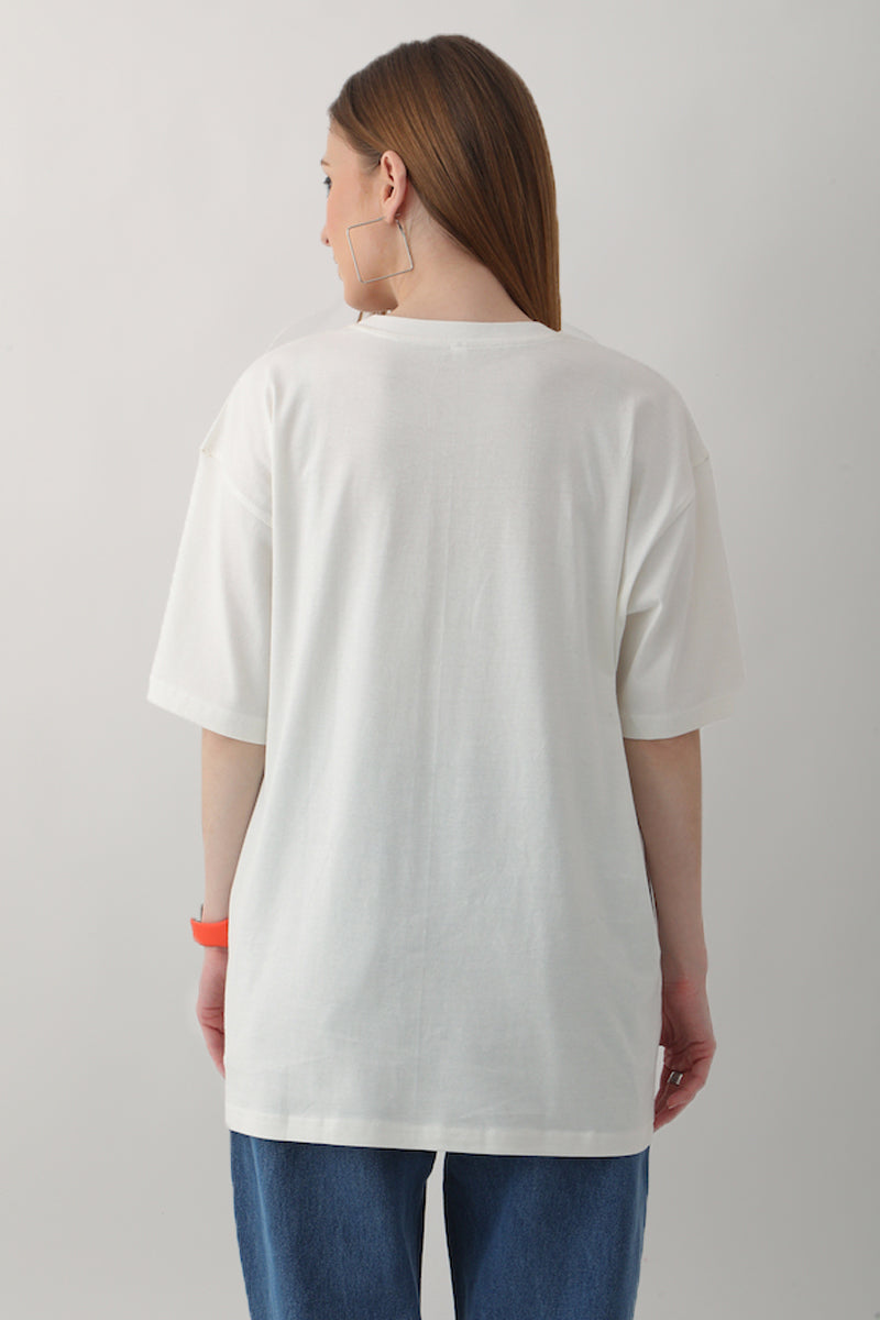 Goggy - Drop Shoulder white Oversized Tee(*)