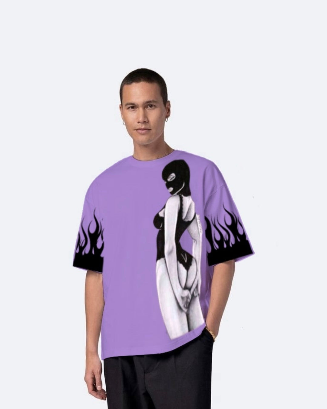 Beautiful Disaster Purple Urban Oversized T-Shirt for Men