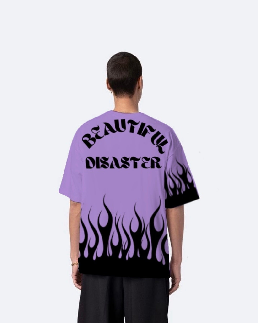 Beautiful Disaster Purple Urban Oversized T-Shirt for Men