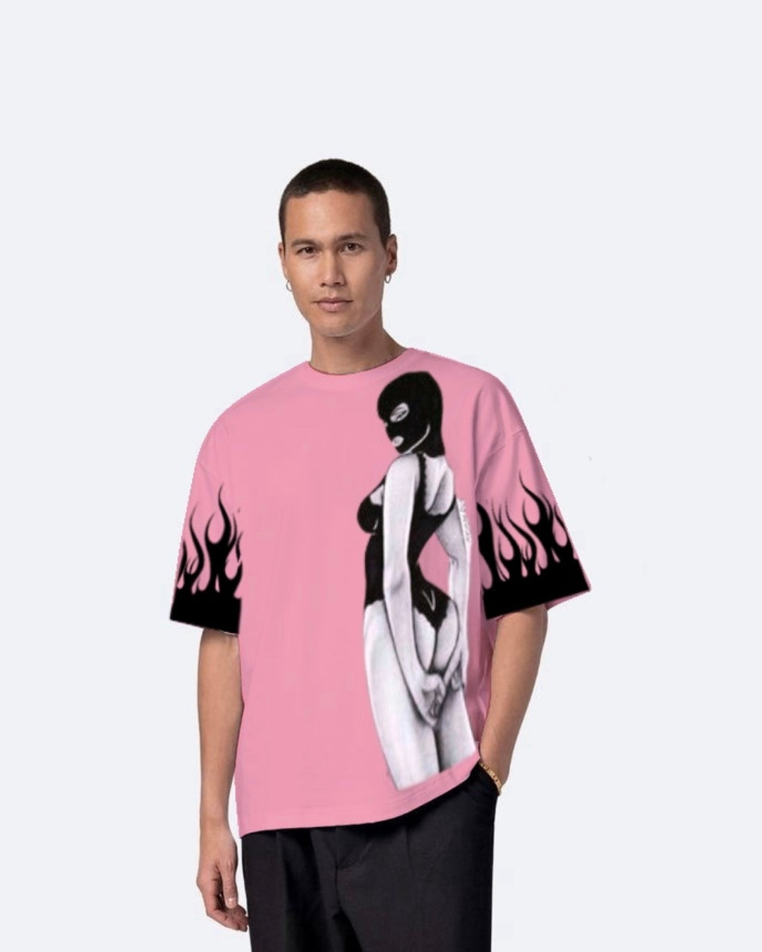 Beautiful Disaster Pink Urban Oversized T-Shirt for Men