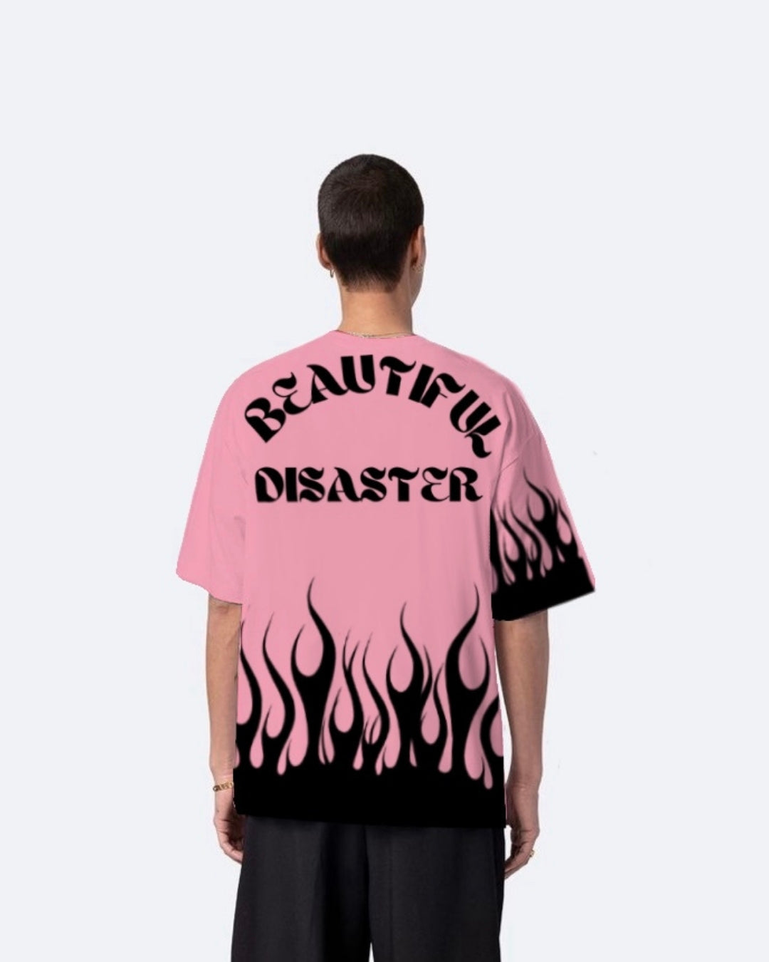 Beautiful Disaster Pink Urban Oversized T-Shirt for Men