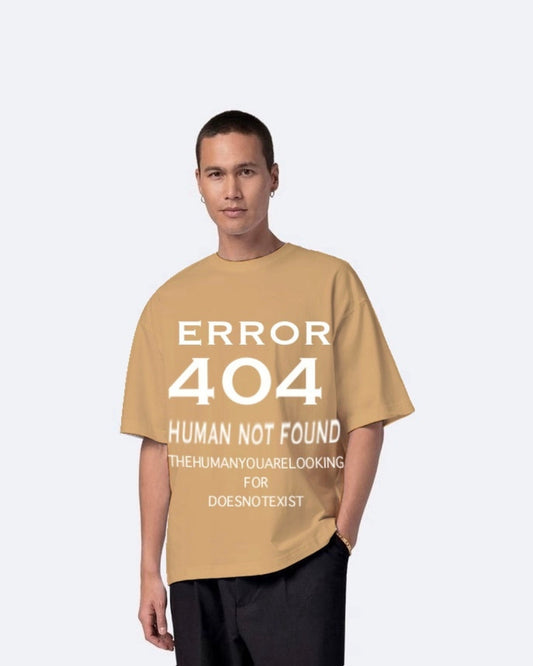 404 Error Beige Urban Oversized T-Shirt for Men