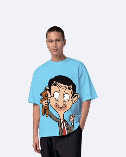 Mr Bean Blue Urban Oversized T-Shirt for Men