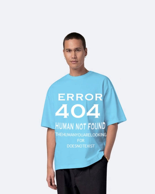 404 Error Blue Urban Oversized T-Shirt for Men