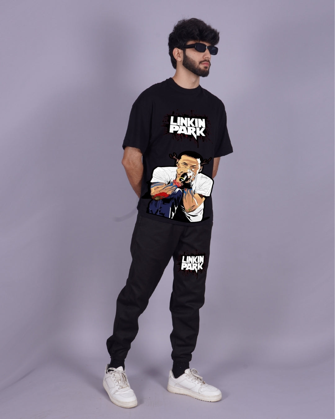 Rock with Linkin Park: Men's Co Ord Oversized Set in Black(*)
