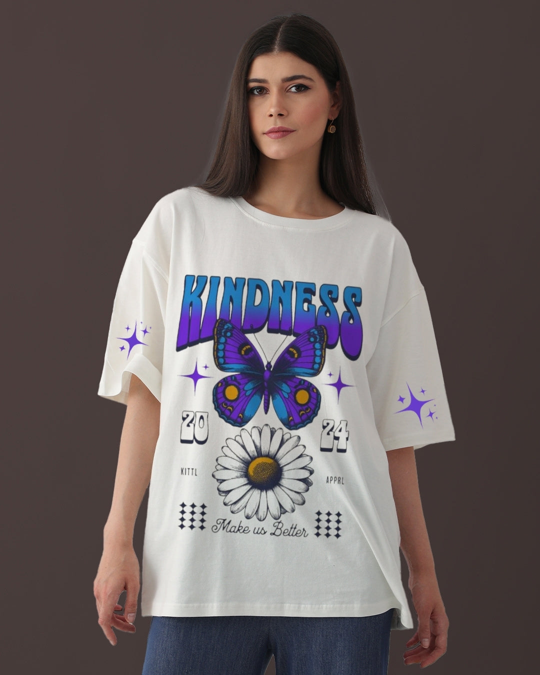 Pack of 2 Women's Oversized Tees - Kindness & Wild Life