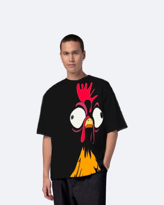 Hen Black Urban Oversized T-Shirt for Men