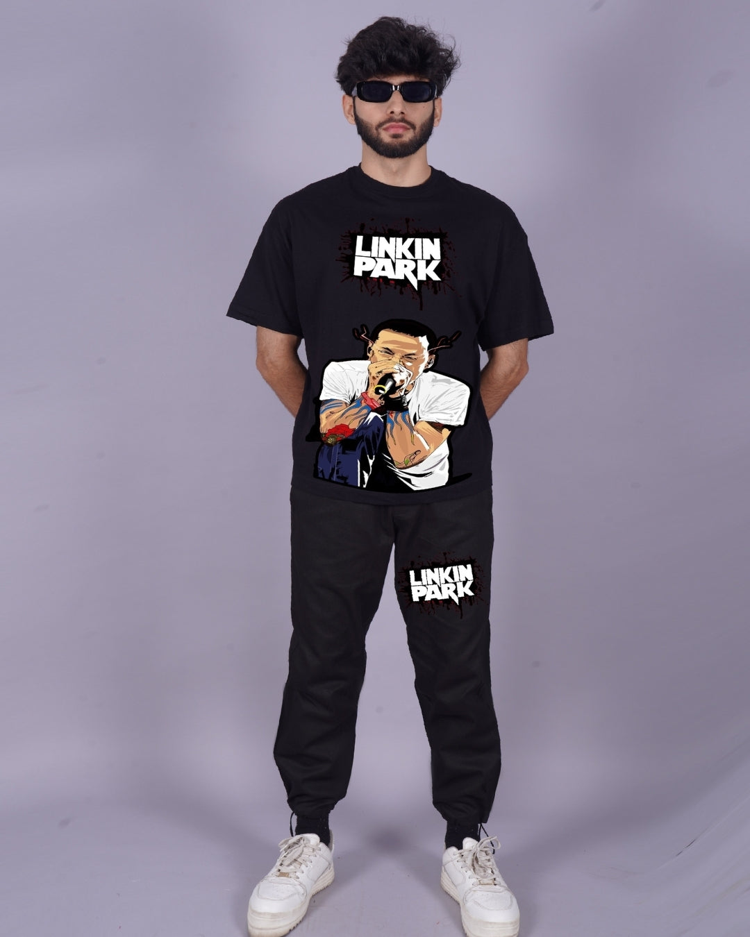 Rock with Linkin Park: Men's Co Ord Oversized Set in Black(*)