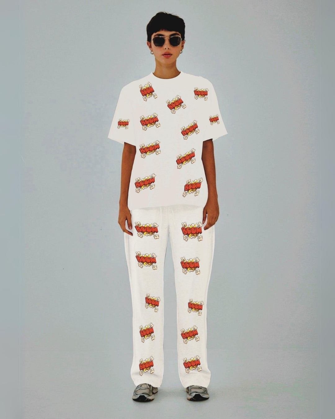 Women Boom Oversized Co-Ord Set - White and White