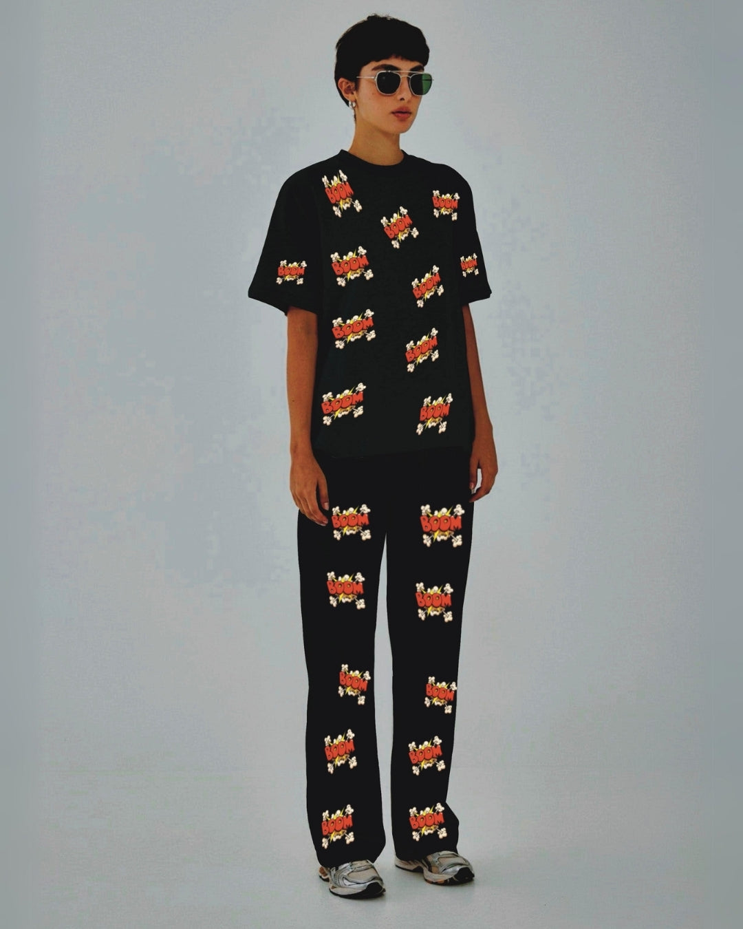 Women Boom Oversized Co-Ord Set - Black and Black