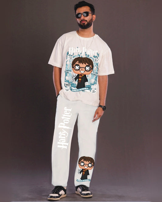 Young Harry Potter Men's Oversized White and White Coord Set