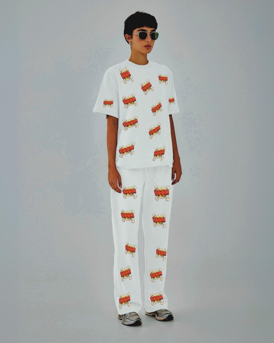 Women Boom Oversized Co-Ord Set - White and White