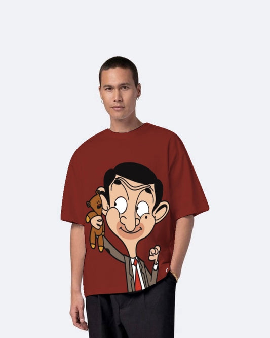 Mr Bean Red Urban Oversized T-Shirt for Men