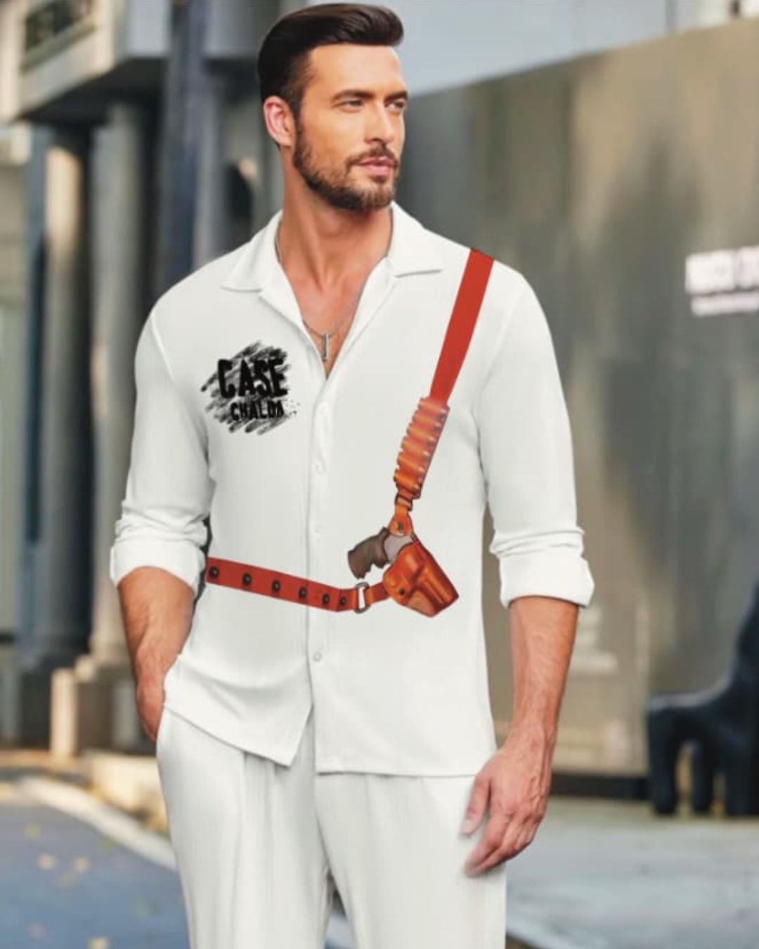 TAMANCHA FULL SLEEVE WHITE OVERSIZED KNITTED SHIRT(*)