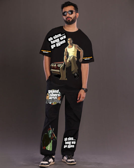 Men's Oversized Black and Black GTA Co Ord Set Men's(*)