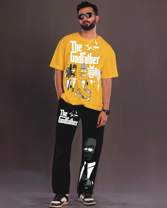 The GodFather Men's Oversized Yellow and Black Coord Set(*)