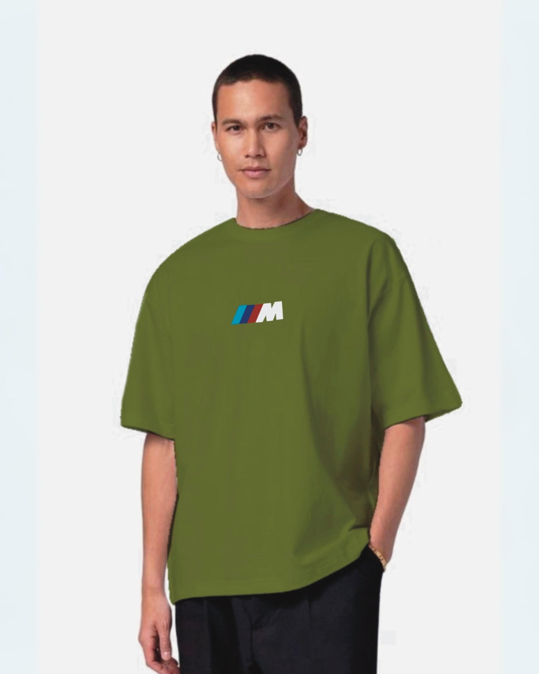 Racer Olive Urban Oversized T-Shirt for Men