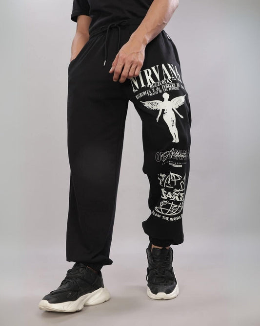 Men's Black Cotton Pant - Nirvana(*)