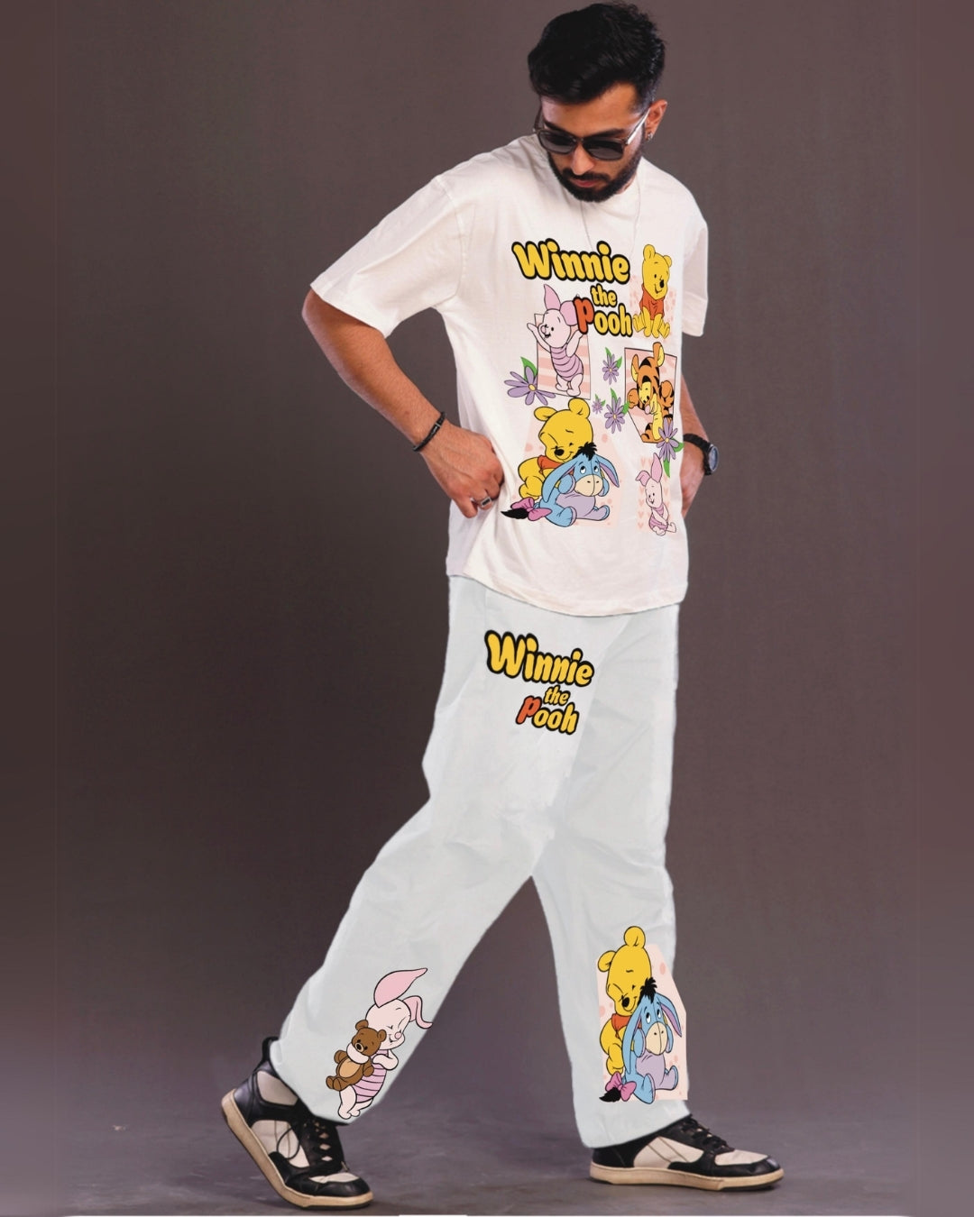Winnie the Pooh Men's Oversized White and White Coord Set