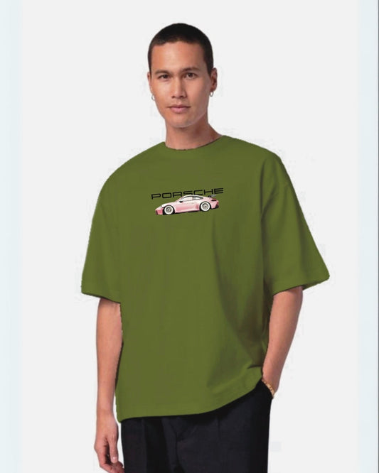 Porsche Lover Olive Urban Oversized T-Shirt for Men