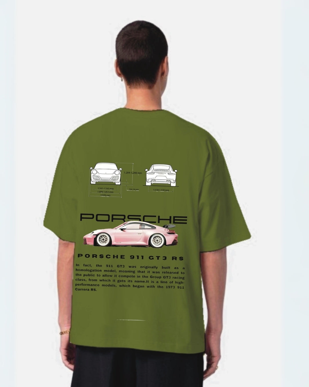 Porsche Lover Olive Urban Oversized T-Shirt for Men