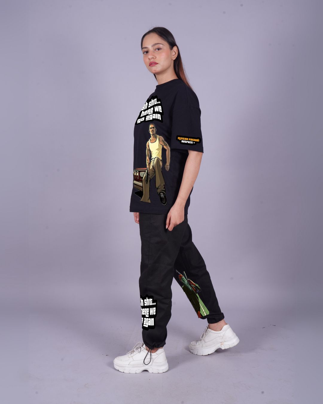 Women GTA Oversized Co-Ord Set - Black and Black(*)