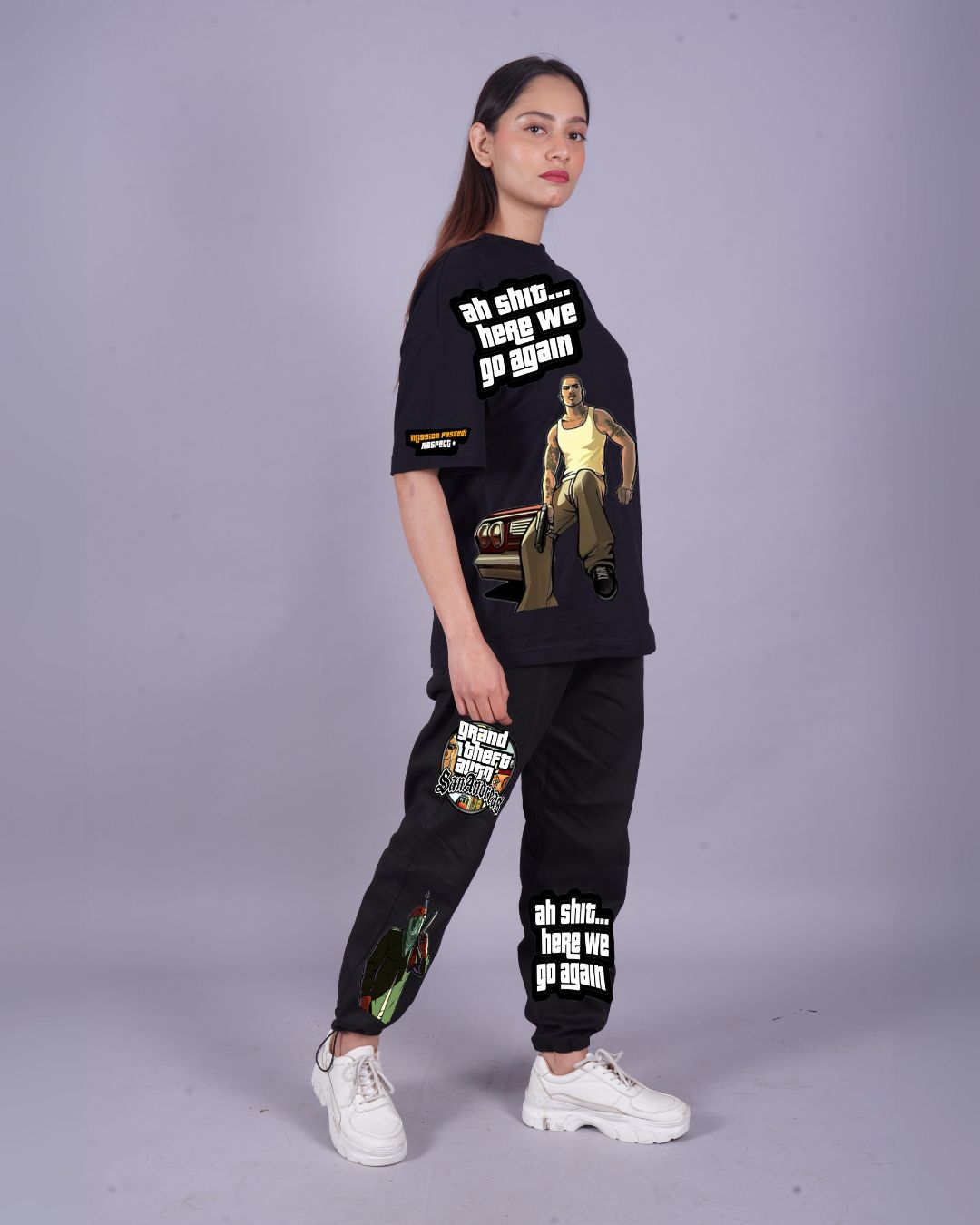 Women GTA Oversized Co-Ord Set - Black and Black(*)
