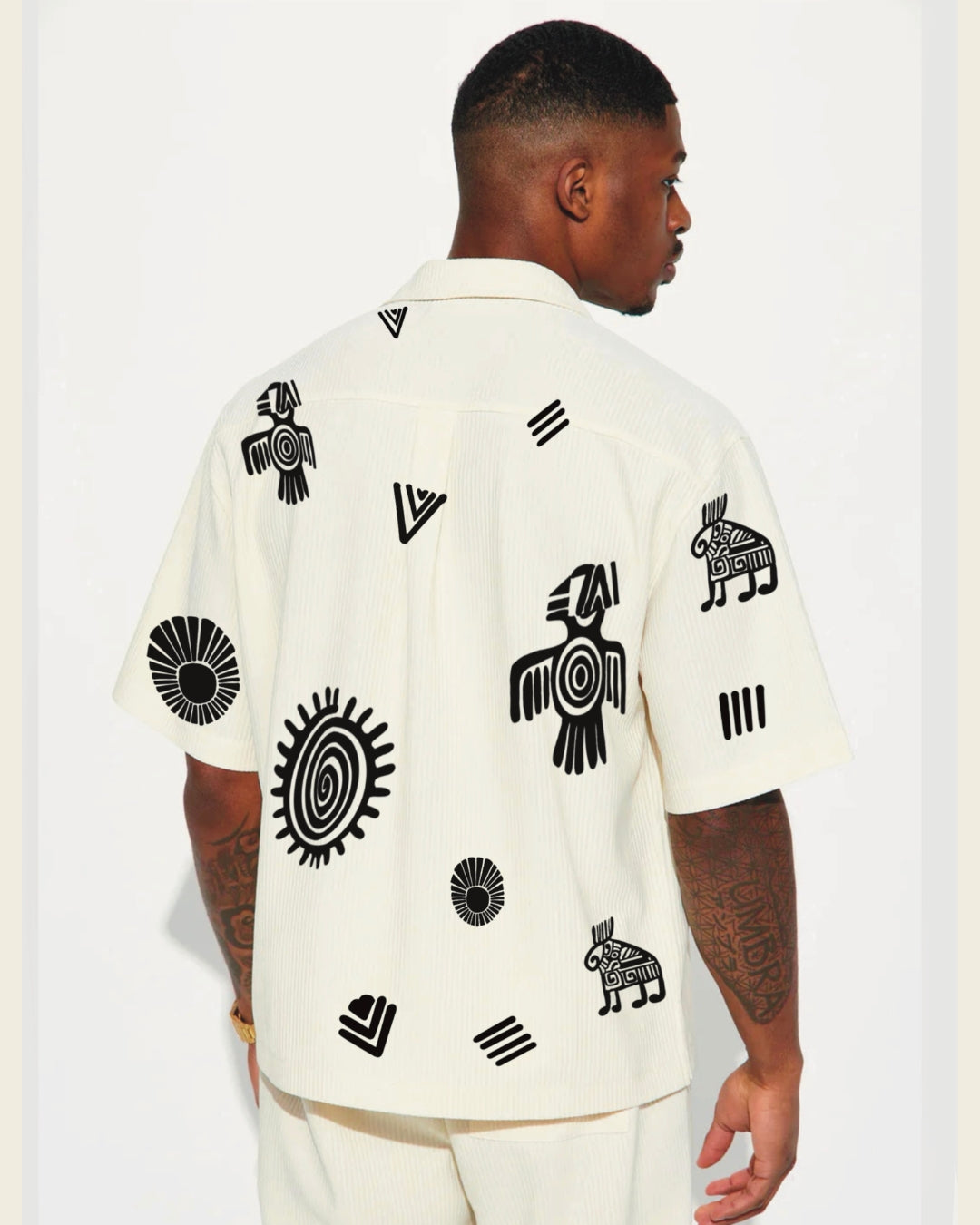 STUSSY ICONS HALF SLEEVE WHITE OVERSIZED KNITTED SHIRT(*)