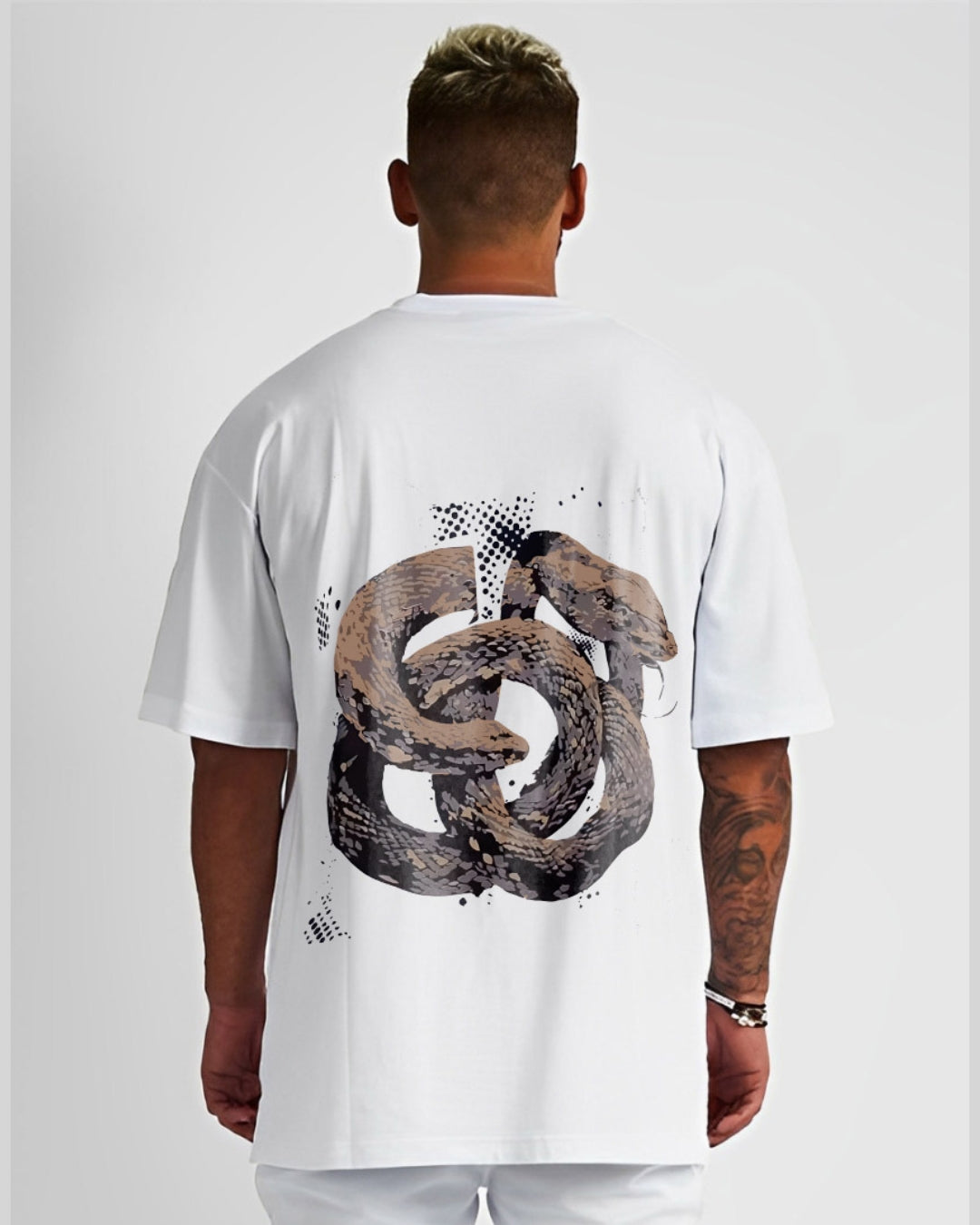 SNAKE ATTACK UNISEX EXCLUSIVE OVERSIZED TEE - WHITE(*)