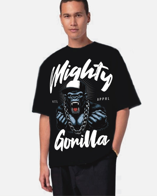 Mighty Gorilla Black Urban Oversized T-Shirt for Men