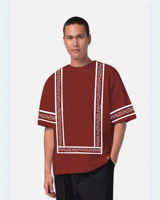 Abetteric Red Urban Oversized T-Shirt for Men