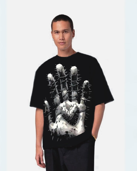 Hand Black Urban Oversized T-Shirt for Men