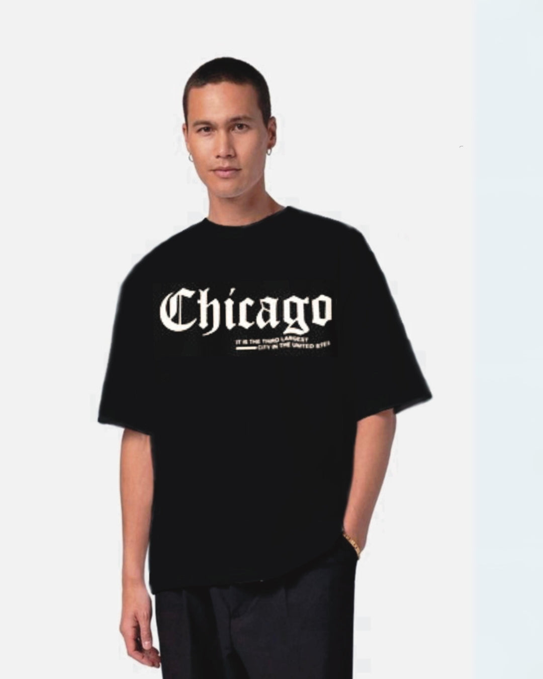 Chicago Black Urban Oversized T-Shirt for Men