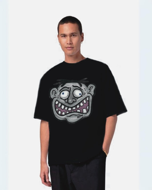 Big Face Black Urban Oversized T-Shirt for Men