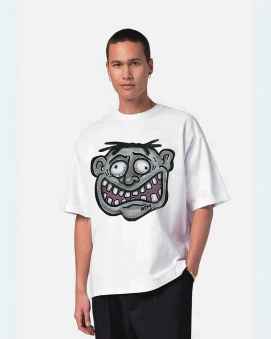 Big Face White Urban Oversized T-Shirt for Men