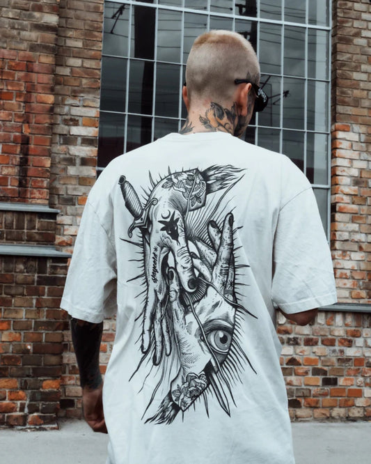 Demonic Hand Unisex Exclusive Oversized Tee - White