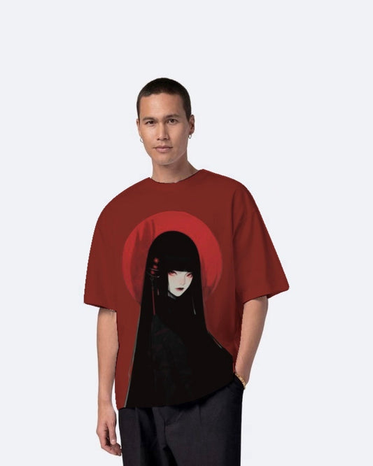 Mysterious Gurl Red Urban Oversized T-Shirt for Men