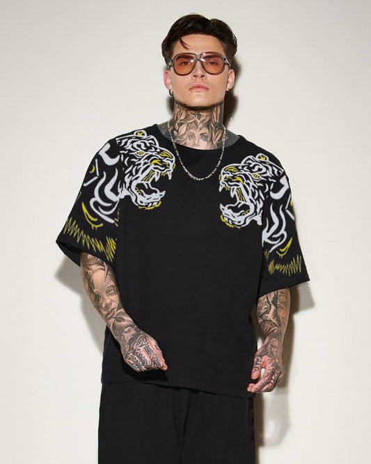 TWO FACED TIGER UNISEX EXCLUSIVE OVERSIZED TEE - BLACK(*)