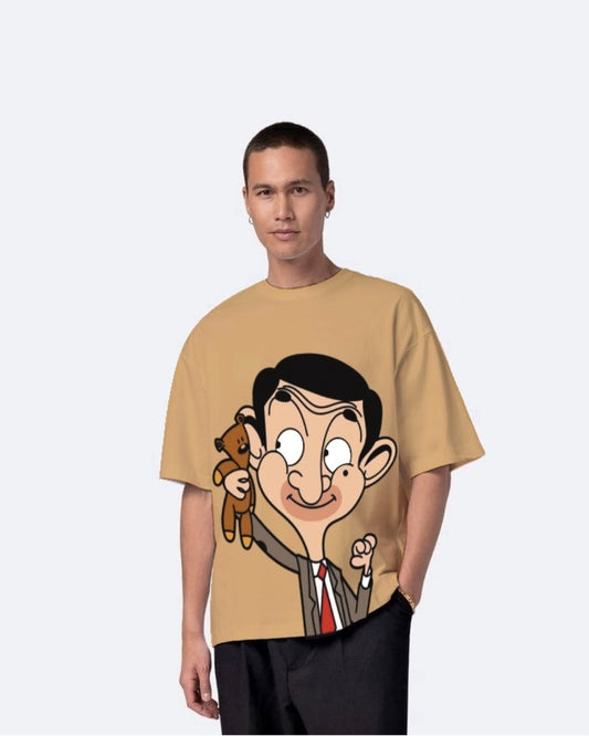 Mr Bean Beige Urban Oversized T-Shirt for Men(*)