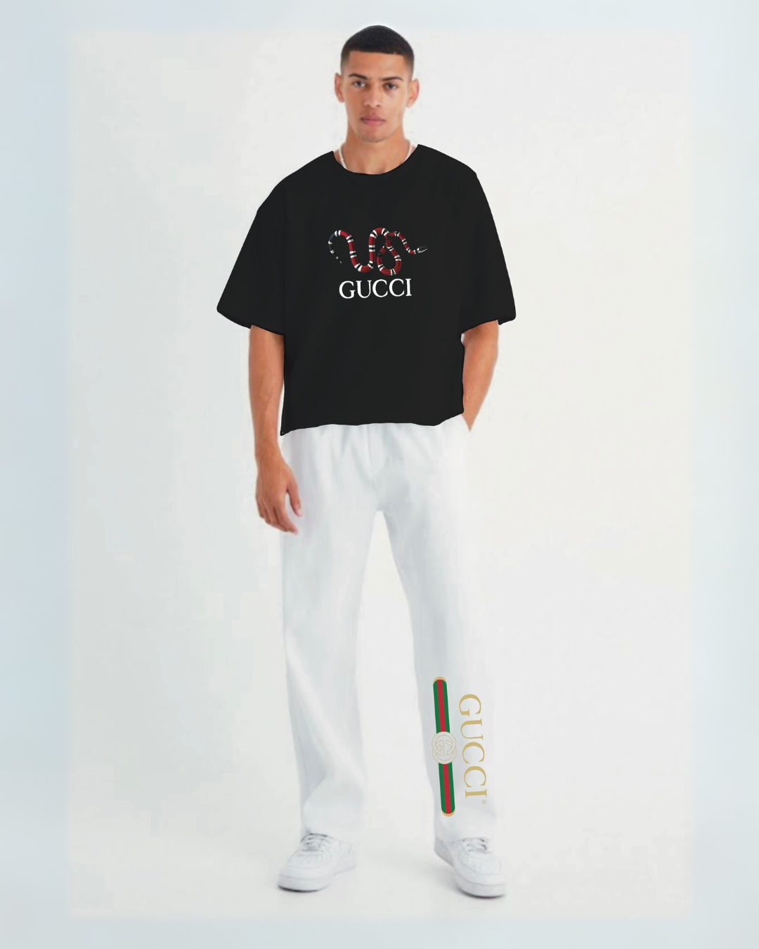 MEN GUCCI SNAKE OVERSIZED CORD SET - BLACK AND WHITE(*)
