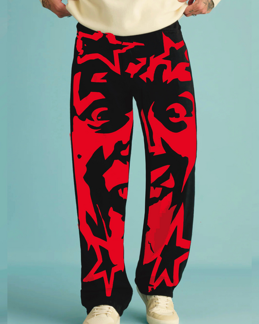 Men's Black Cotton Pant - Red Blood(*)