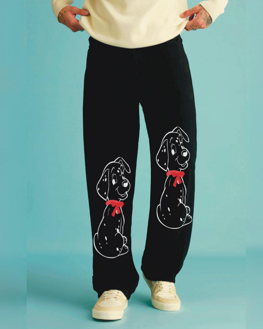 Unisex Black Cotton Pant - Dog Edition(*)