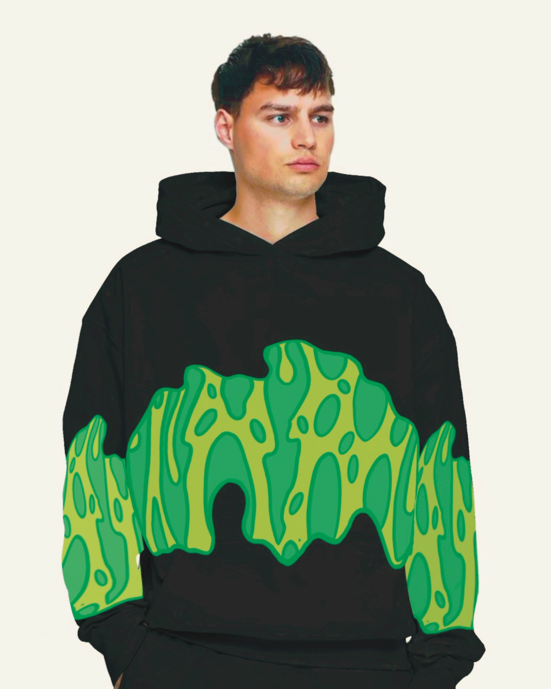 MEN'S GREEN FIRE EDITION HOODIE OVERSIZED CO-ORD SET - WHITE AND WHITE