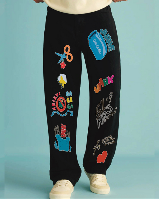 Men's Black Cotton Pant - UMHK(*)