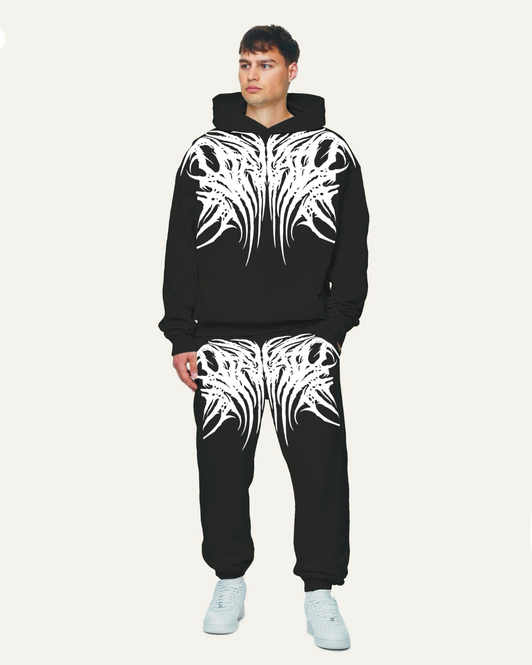MEN'S NO FEAR HOODIE OVERSIZED CO-ORD SET - BLACK AND BLACK
