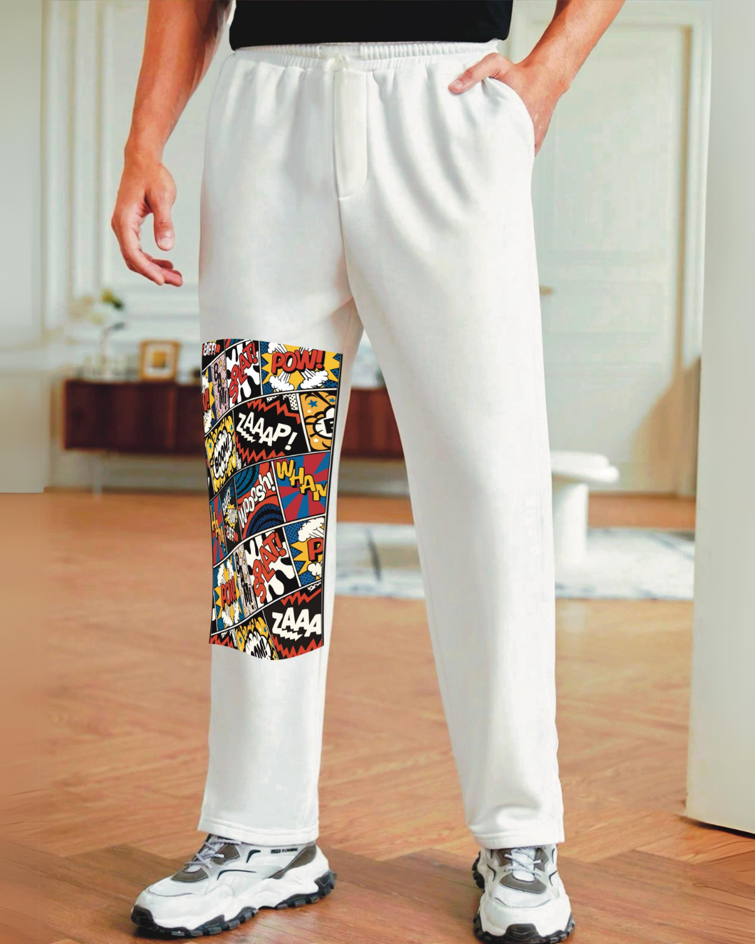 Retro-Inspired Men's White Cotton Pant